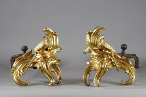 Louis XV - Pair of chenets with perruchs attributed to jacques caffieri circa 1745-175