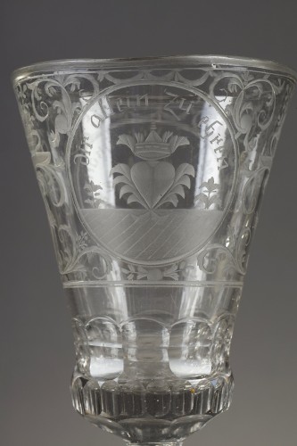 Verrerie, Cristallerie  - Grand pokal en verre Allemagne ou Boheme 18e siècle