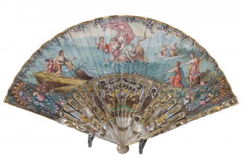 Mother-of-pearl and gouache fan Enlèvement d'Europe 18th century 