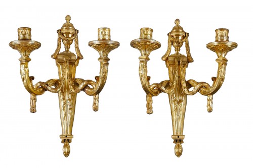 Pair of Antique style arm lights attributed to Jean-Louis PRIEUR circa 1770