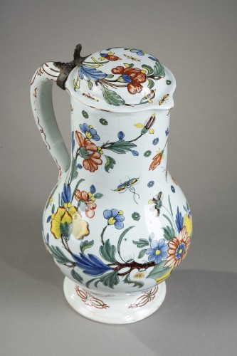 ROUEN earthenware covered jug circa 1760 - Porcelain & Faience Style 