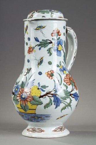 18th century - ROUEN earthenware covered jug circa 1760