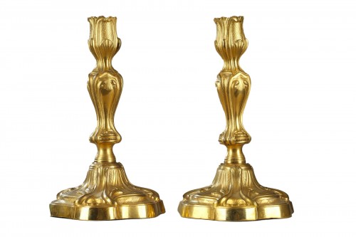 Pair of rocaille torches Louis XV period