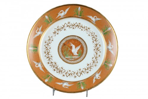 Manufacture de Schoelcher assiette aux cygnes dèbut XIXe siècle