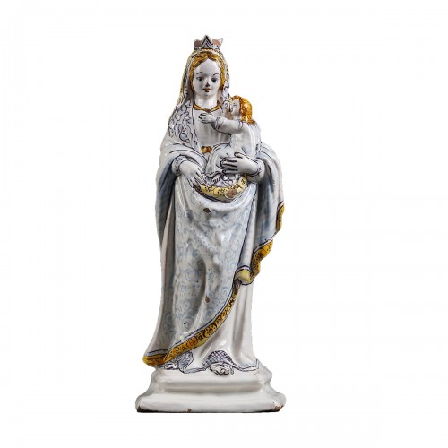 Vierge à l'enfant faïence de Nevers XVIIe siècle