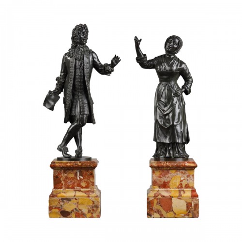 Paire de bronzes du Théâtre Français, premier tiers du XIXe siècle