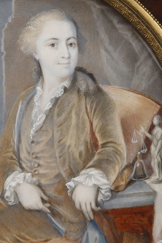 Paintings & Drawings  - Portrait of a Young Shipowner, large French miniature, 18th century 