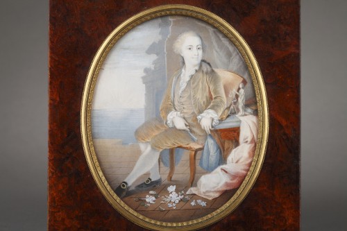 Portrait of a Young Shipowner, large French miniature, 18th century  - 