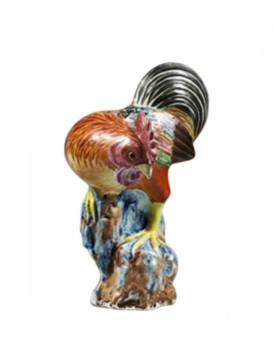 Chine coq en porcelaine famille rose fin Qianlong