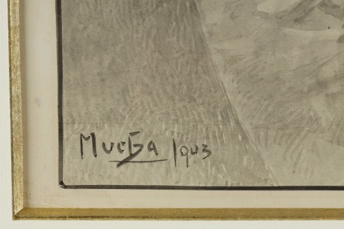 20th century - Drawing &quot;Lamalou-les-Bains&quot; - Alphonse MUCHA (1860-1939)