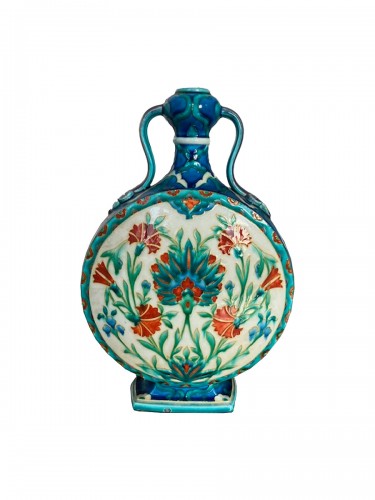 Théodore Deck (1823-1891)   - Gourde en céramique décor Iznik