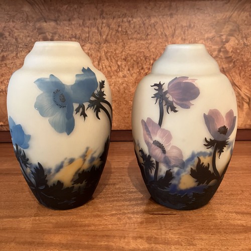 Muller Frères Lunéville Paire de vases art nouveau aux anémones - Galerie Vaudemont