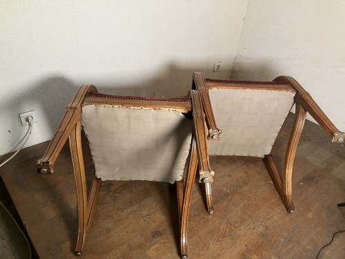 Sièges Fauteuil & Bergère - Paire de fauteuils Art nouveau en frêne, 'École de Nancy