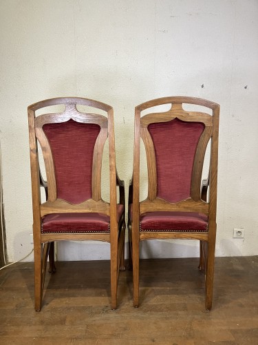 Paire de fauteuils Art nouveau en frêne, 'École de Nancy - Art nouveau