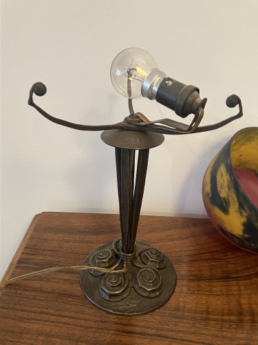 Antiquités - Edgar Brandt et Daum - Lampe Art nouveau