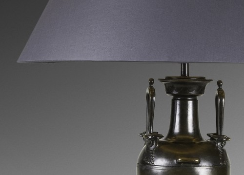 Vase fuseau monté en lampe - seconde moitié du XIXe s - Luminaires Style 