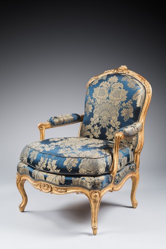 Suite de quatre fauteuils d'époque Louis XV, estampillée Gourdin