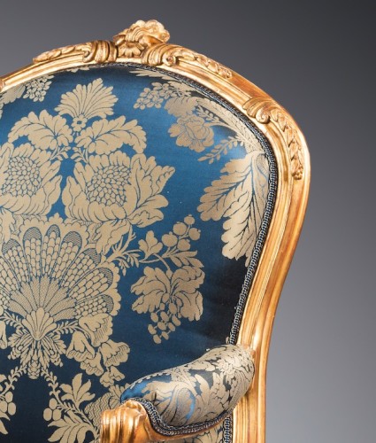 Sièges Fauteuil & Bergère - Suite de quatre fauteuils d'époque Louis XV, estampillée Gourdin