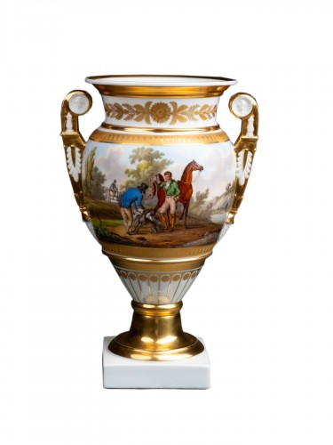 Vase en porcelaine à décor de cavalier - Paris 1840