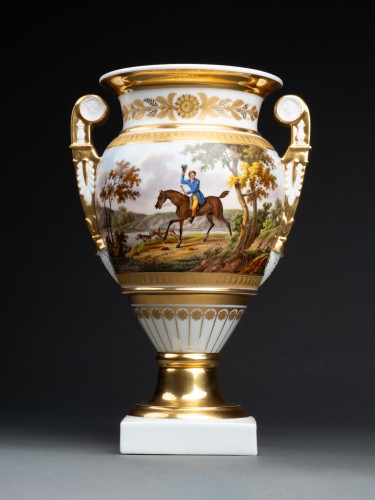 Porcelain & Faience  - Porcelain Vase With Cavalier Decor - Paris 1840
