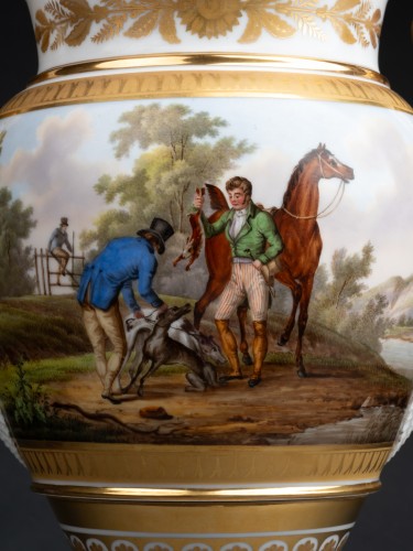 19th century - Porcelain Vase With Cavalier Decor - Paris 1840