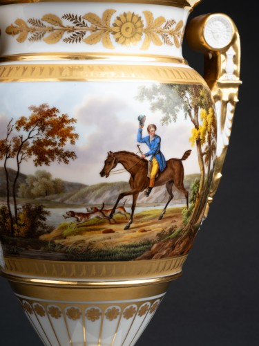 Antiquités - Porcelain Vase With Cavalier Decor - Paris 1840
