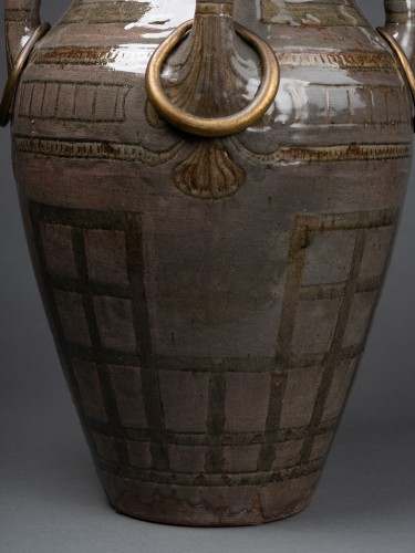 Art nouveau - Auguste Delaherche ( 1857 - 1940 ) Vase with Four Handles