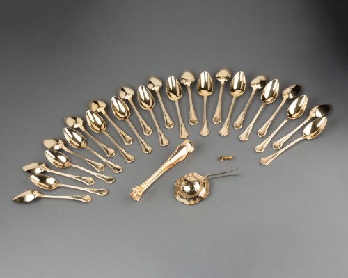 set of 24 vermeil tea spoons from the Queillè house, 19th century - silverware & tableware Style 