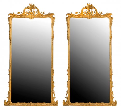 Pair of large wooden-framed mirrors dating from the second half of the 19th century