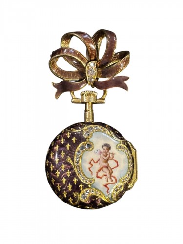 Tiffany & Co - Enamel, diamond and gold pocket watch, late 19th century