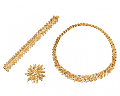 Parure André VASSORT, en or jaune et diamants - Bijouterie, Joaillerie Style 