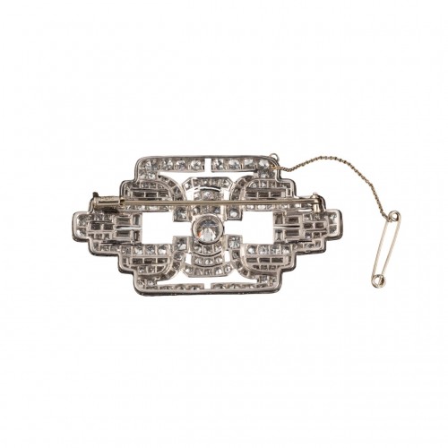 Art Deco brooch in diamonds and platinum. - Antique Jewellery Style Art Déco