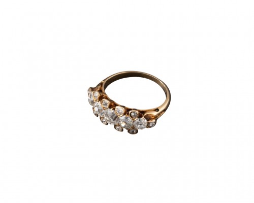 Garter-style ring in gold and diamonds, circa 1850. - Antique Jewellery Style 