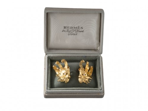 Hermès - Paire de boucles d'oreilles "Mistigri" en or