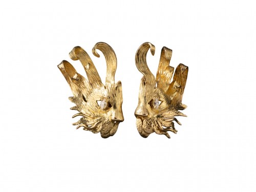 Antique Jewellery  - Hermès - Pair of &quot;Mistigri&quot; 18k gold earrings