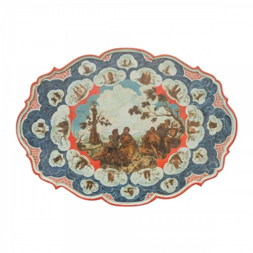 Antiquités - Decorative panel in lacquered and painted wood from the eighteenth century