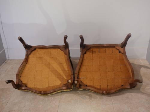 Pair of armchairs with flat backs from the Louis XV period - Louis XV
