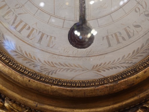 Baromètre thermomètre en bois doré d'époque XVIIIe - Objet de décoration Style Louis XVI