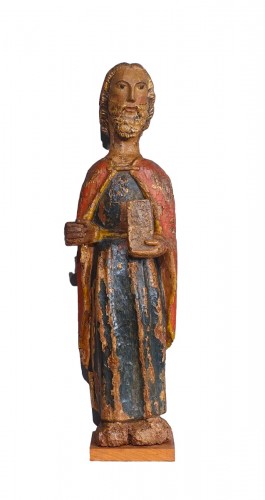 Saint Paul en bois sculpté polychrome du XIVe siècle