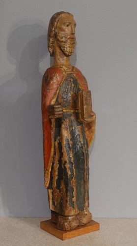 Sculpture  - Saint Paul in polychrome carved wood from the 14th century