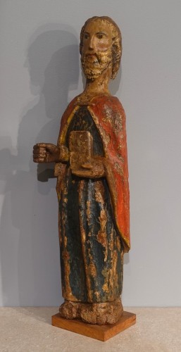 Saint Paul en bois sculpté polychrome du XIVe siècle - Gérardin et Cie