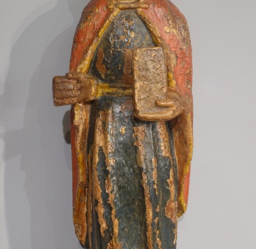 Antiquités - Saint Paul en bois sculpté polychrome du XIVe siècle
