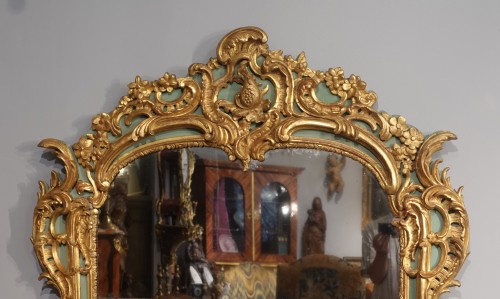 Miroirs, Trumeaux  - Grand miroir provençal en bois doré d'époque XVIIIe