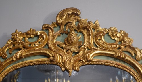 Grand miroir provençal en bois doré d'époque XVIIIe - Louis XV