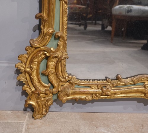 Antiquités - Grand miroir provençal en bois doré d'époque XVIIIe