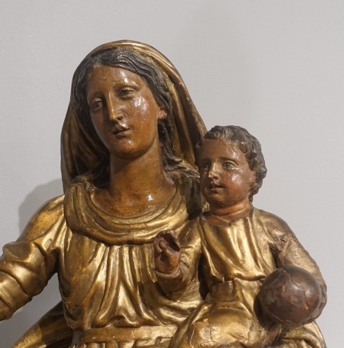 XVIIIe siècle - Sculpture de la Vierge à l'Enfant  fin XVIIIe