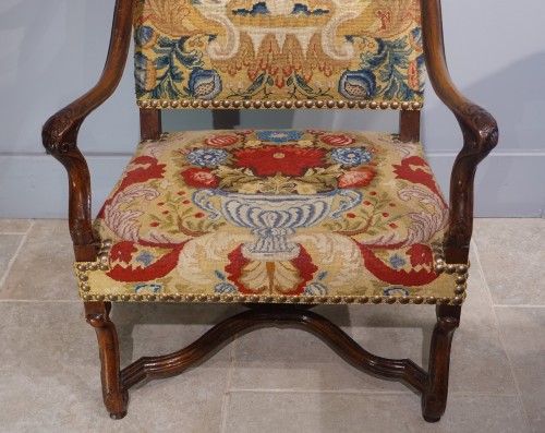 Antiquités - Louis XIV period flat back armchair