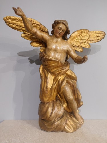 Carved wooden angel from the 18th century - Sculpture Style Louis XV