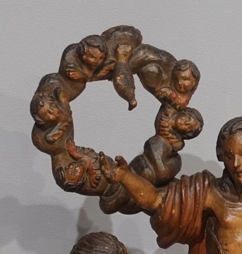 Religious Antiques  - Baptism of Christ – Polychrome wood from the 18th century