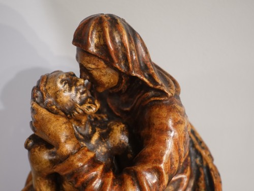 17th century - 17th century polychrome wooden Pietà